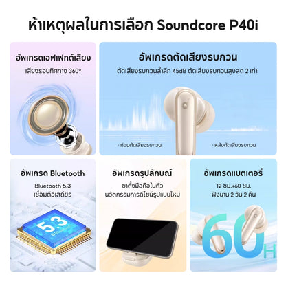 หูฟังบลูทูธไร้สาย Soundcore P40i Smart ANC True-Wireless Earbuds