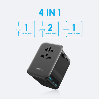 หัวแปลงปลั๊กไฟ Anker Nano Universal Travel Adapter 65W 4 in 1