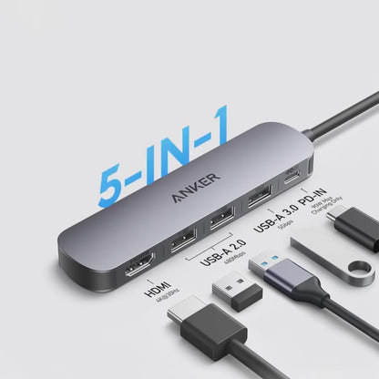 ฮับอะแดปเตอร์ Anker PowerExpand 5-in-1 USB-C Media Hub For Laptops